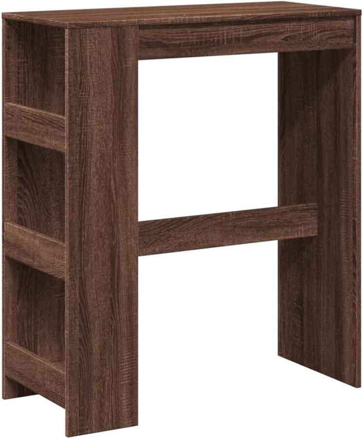The Living Store Bartafel met rekken 90x40x103 5 cm bewerkt hout bruin eiken Bartafel Houten Bartafel Keukenbar Loungehoek Multifunctioneel Meubel