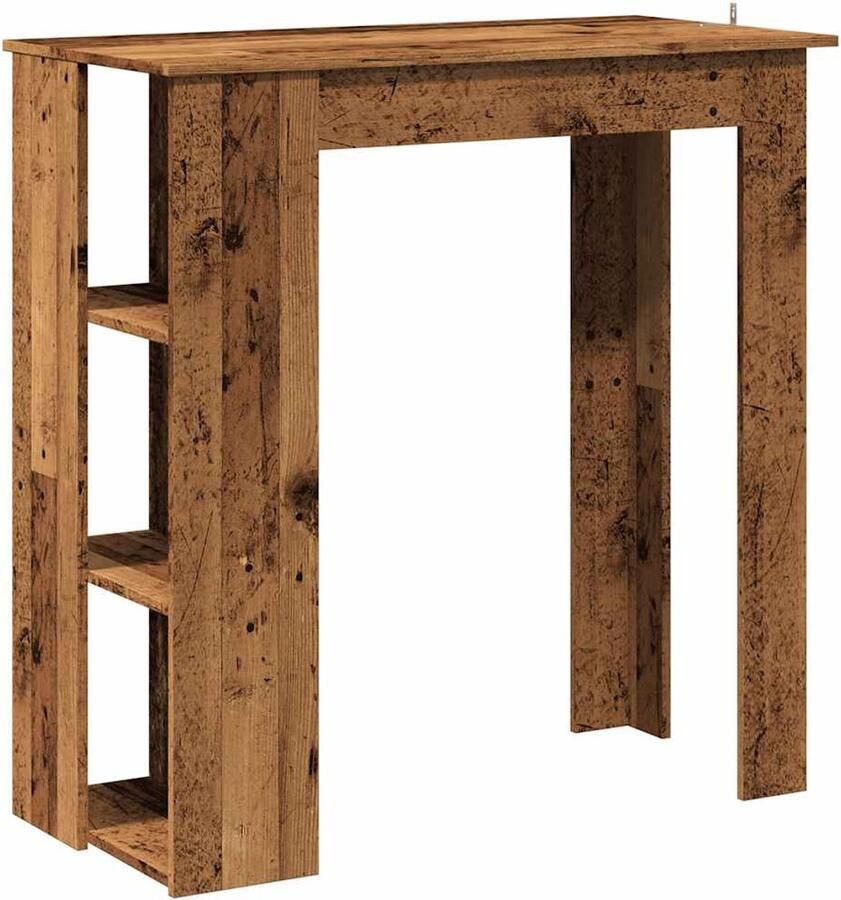 The Living Store Bartafel met schap 102x50x103 5 cm bewerkt hout oud houtkleurig Bartafel Bistrotafel Houten Bartafel Vintage Bartafel Keukenbar