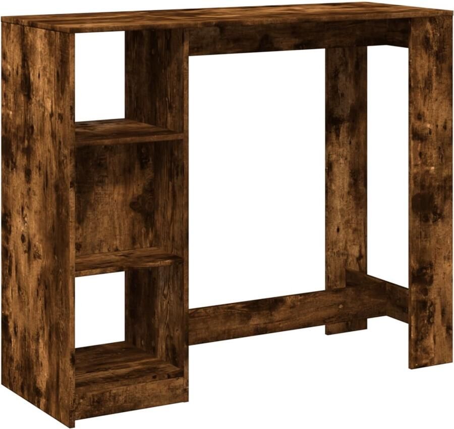 The Living Store Bartafel met schap 124x46x103 5 cm bewerkt hout gerookt eiken Bartafel Houten Bartafel Lounge Tafel Barkast Opslagruimte