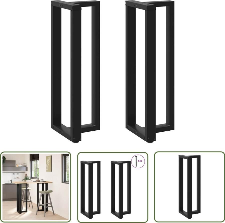 The Living Store Bartafelpoten 2 st T-vormig 50x35x(110-111) cm staal zwart Bartafel Potten Houten Bartafel Onderstel Salontafel Poten Industrieel Meubilair