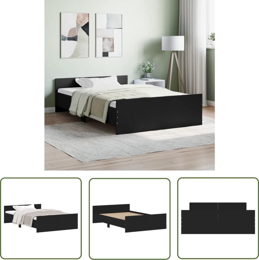 The Living Store Bedframe Zwart 193 x 123 x 50 cm Duurzaam hout Functioneel hoofd- en voeteneinde Stevige lattenbodem Montage vereist Bedframe Houten Bed Tweepersoons Bed Boxspring Bed Slaapcomfort