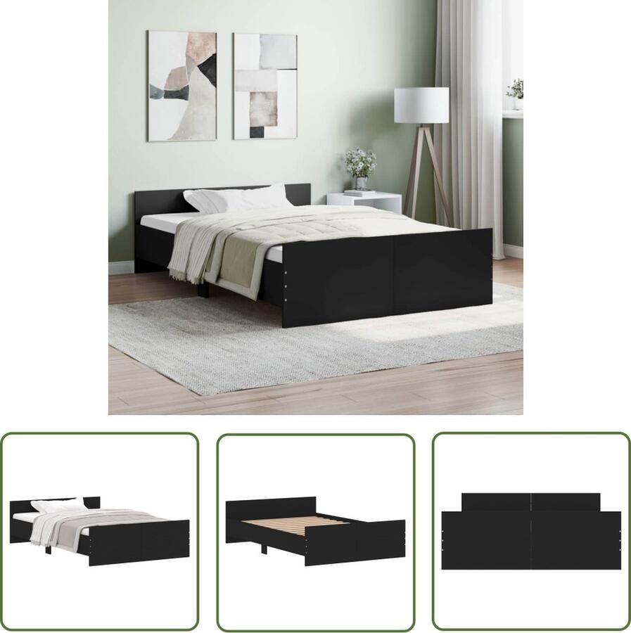 The Living Store Bedframe Duurzaam Bedframe Afmeting- 203 x 123 x 50 cm Kleur- Zwart Bedframe Houten Bed Tweepersoons Bed Boxspring Bed Slaapcomfort