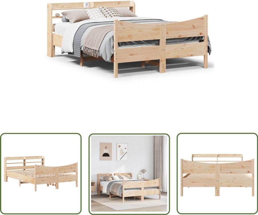 VidaXL Bedframe met hoofdbord massief grenenhout 150x200 cm Bedframe Houten Bed Grenenhouten Bed Met Hoofdbord Boxspring