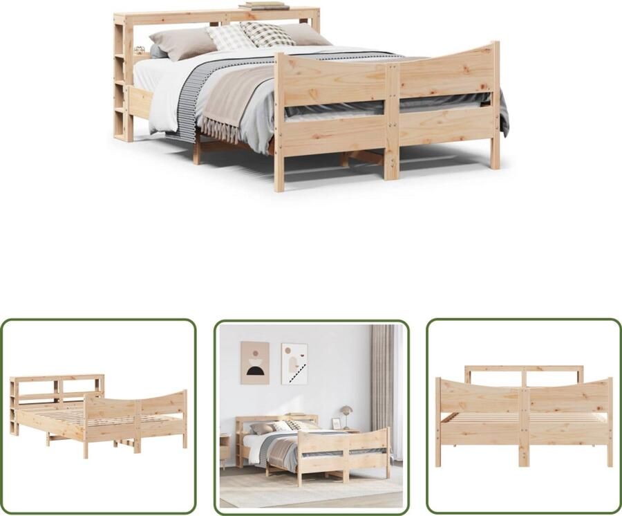 VidaXL Bedframe met hoofdbord massief grenenhout 160x200 cm Bedframe Houten Bed Hoofdbord Grenen Hout Bed