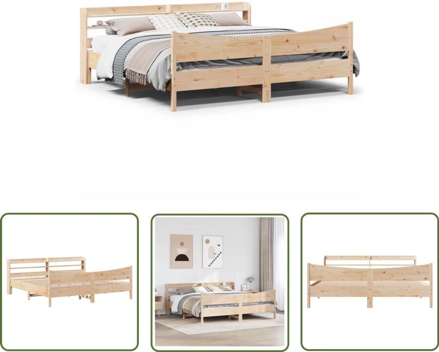 VidaXL Bedframe met hoofdbord massief grenenhout 180x200 cm Bedframe Houten Bed Grenenhouten Bed Boxspring Slaapcomfort