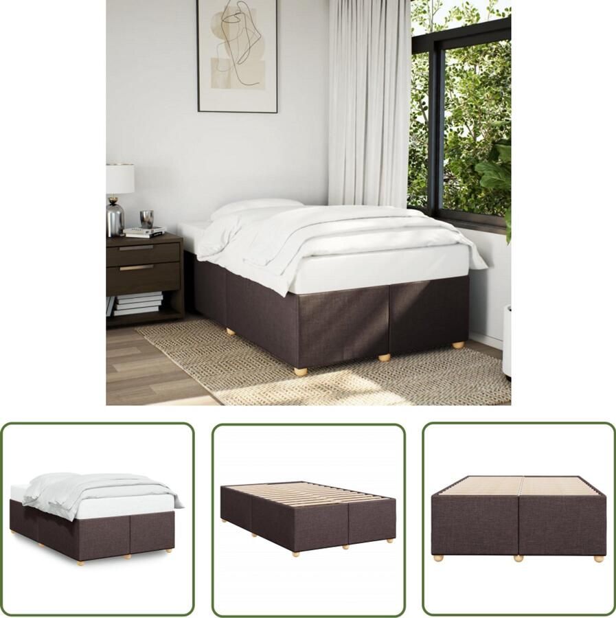 VidaXL Bedframe zonder matras 120x200 cm stof donkerbruin Bedframe Houten Bed Tweepersoonsbed Boxspring Slaapkamerdecoratie