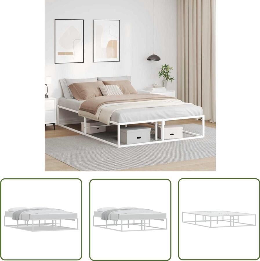 VidaXL Bedframe zonder matras 140x200 cm wit Bedframe Houten Bed Tweepersoonsbed Stapelbaar Bed Boxspring