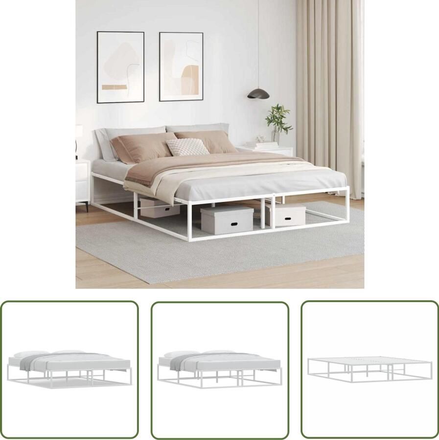 VidaXL Bedframe zonder matras 160x200 cm wit Bedframe Houten Bed Tweepersoonsbed Boxspring Slaapcomfort