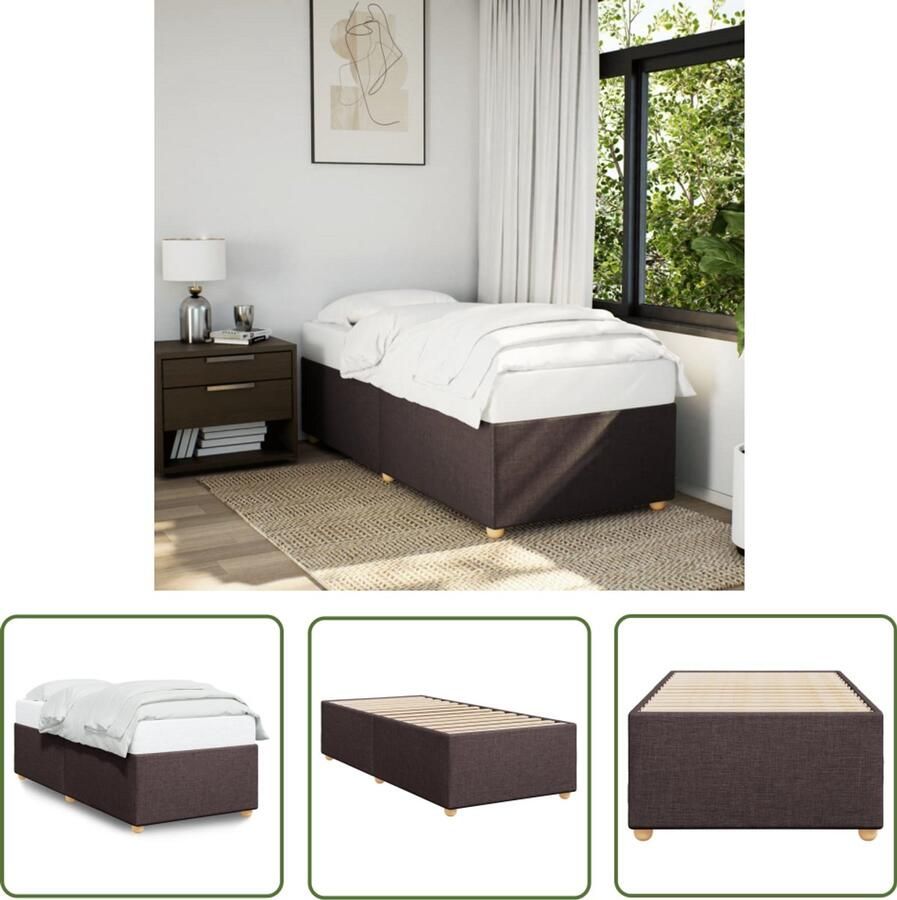 VidaXL Bedframe zonder matras 90x190 cm stof donkerbruin Bedframe Houten Bed Tweepersoonsbed Bruine Bed Slaapkamersdecoratie
