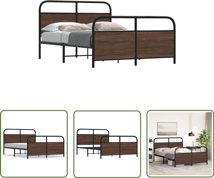 VidaXL Bedframe zonder matras bewerkt hout bruin eikenkleur 120x200 cm Bedframe Houten Bed Bedkast Tweepersoonsbed Boxspring