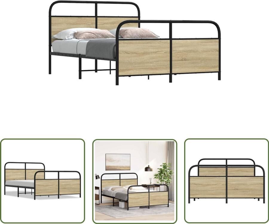 VidaXL Bedframe zonder matras bewerkt hout sonoma eikenkleur 120x200cm Bedframe Houten Bed Sonoma Eiken Slaapkamervloerisolatie Boxspring