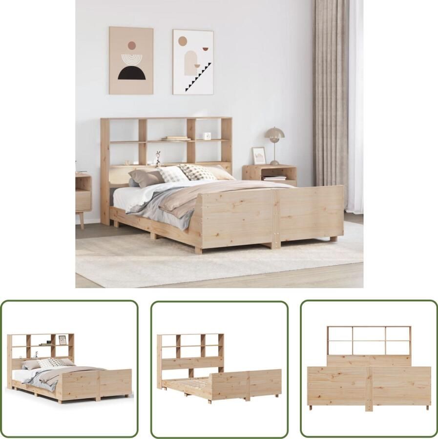VidaXL Bedframe zonder matras massief grenenhout 140x200 cm Bedframe Houten Bed Slaapcomfort Grenenhout Bed Tweepersoonsbed