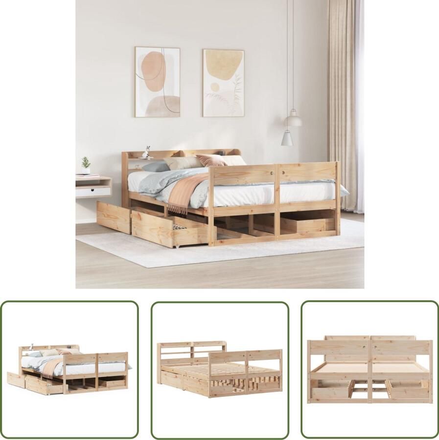 VidaXL Bedframe zonder matras massief grenenhout 150x200 cm Bedframe Houten Bed Grenen Hout Bed Boxspring Bed Tweepersoons Bed