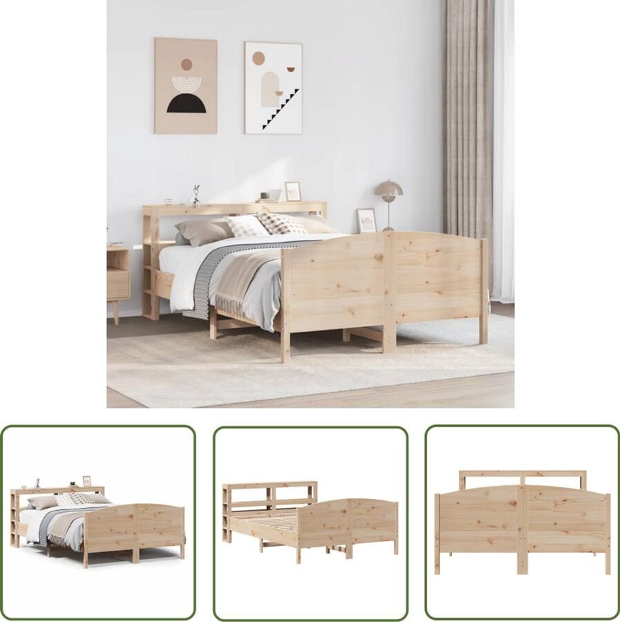 VidaXL Bedframe zonder matras massief grenenhout 150x200 cm Bedframe Houten Bed Grenen Hout Bed Slaap Kamer Hoofdbord