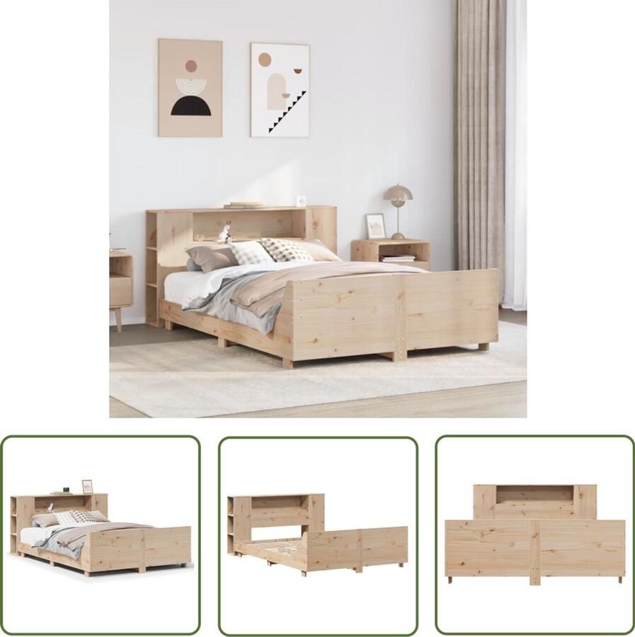 VidaXL Bedframe zonder matras massief grenenhout 160x200 cm Bedframe Houten Bed Bedkast Boxspring Slaapkamer