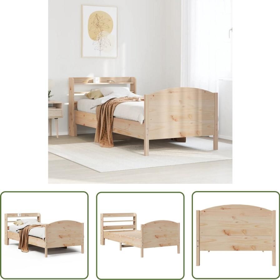 The Living Store Bedframe zonder matras massief grenenhout 75x190 cm Bedframe Houten Bed Grenenhouten Bed Tweepersoonsbed Opbergbed