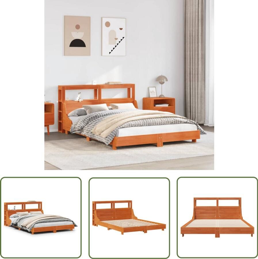 VidaXL Bedframe zonder matras massief grenenhout wasbruin 120x200 cm Bedframe Houten Bed Met Opbergruimte Grenenhouten Bed Kingsize Bed