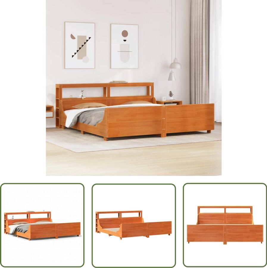 VidaXL Bedframe zonder matras massief grenenhout wasbruin 180x200 cm Bedframe Houten Bed Grenen Hout Bed Kingsize Bed Boxspring Bed