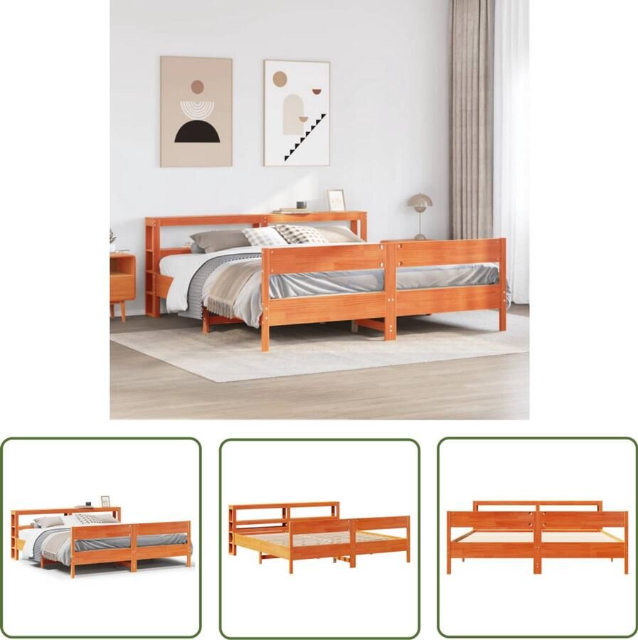 VidaXL Bedframe zonder matras massief grenenhout wasbruin 180x200 cm Bedframe Houten Bed Slaapcomfort Boxspring Kingsize Bed
