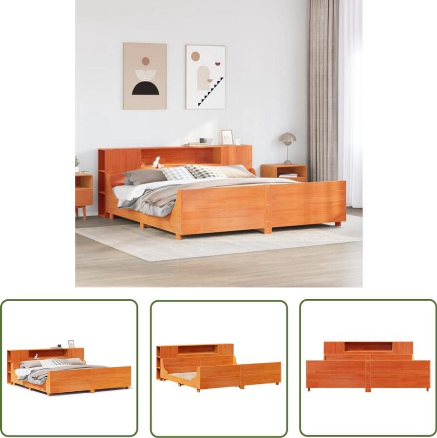 VidaXL Bedframe zonder matras massief grenenhout wasbruin 200x200 cm Bedframe Houten Bed Grenenhouten Bed Kingsize Bed Boxspring Bed