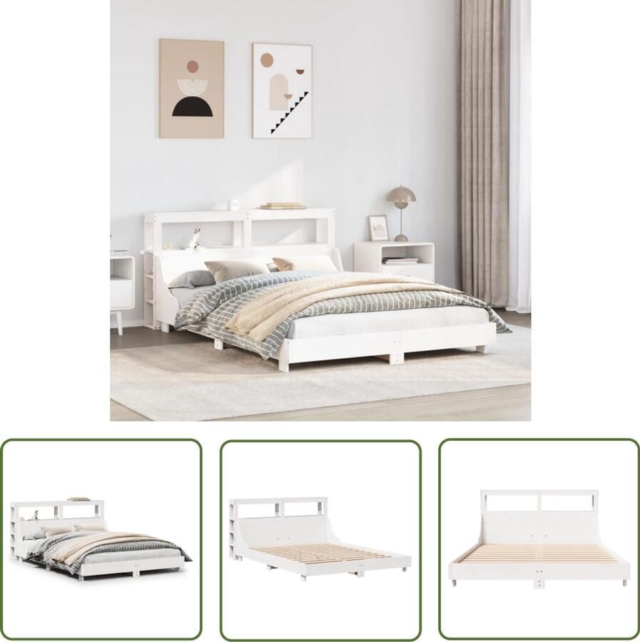 VidaXL Bedframe zonder matras massief grenenhout wit 160x200 cm Bedframe Houten Bed Grenen Hout Bed Slaapkamers