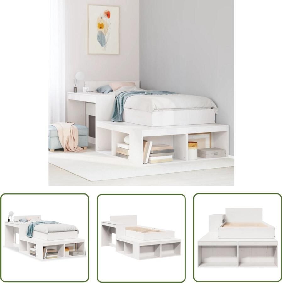 VidaXL Bedframe zonder matras massief grenenhout wit 75x190 cm Bedframe Houten Bed Slaapkamer Meubel Grenen Hout Bed Met Lade