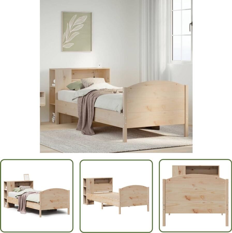 VidaXL Houten Bed Boekenkasten Bed met boekenkast zonder matras massief grenenhout 100x200 cm Bed Met Kast Tweepersoonsbed Slaapkamersdecoratie