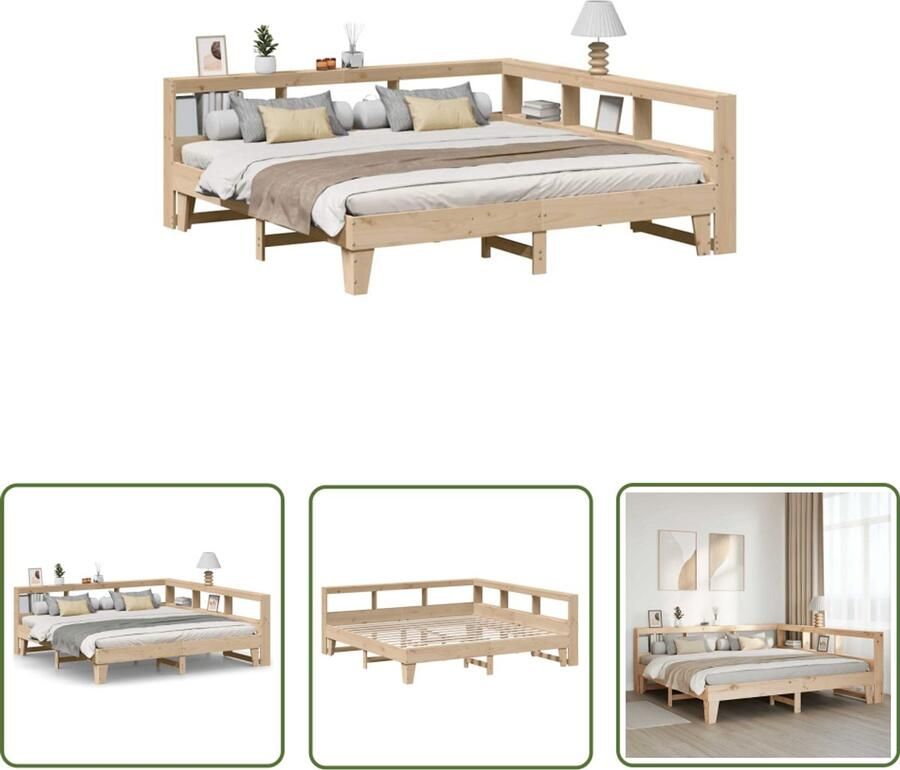 VidaXL Houten Bed Boekenkastenbed Bed met boekenkast zonder matras massief grenenhout 180x200 cm Bed Met Opbergruimte Slaapkamers Design Bed