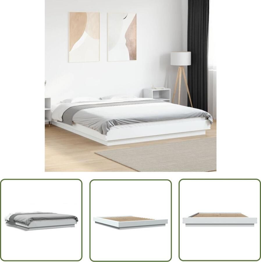 The Living Store Bedframe Lattenbodem 212 x 180.5 x 23 cm Duurzaam bewerkt hout Bed Frame Houten Bed Frame Tweepersoons Bed Witte Bed Frame Modern Bed Frame