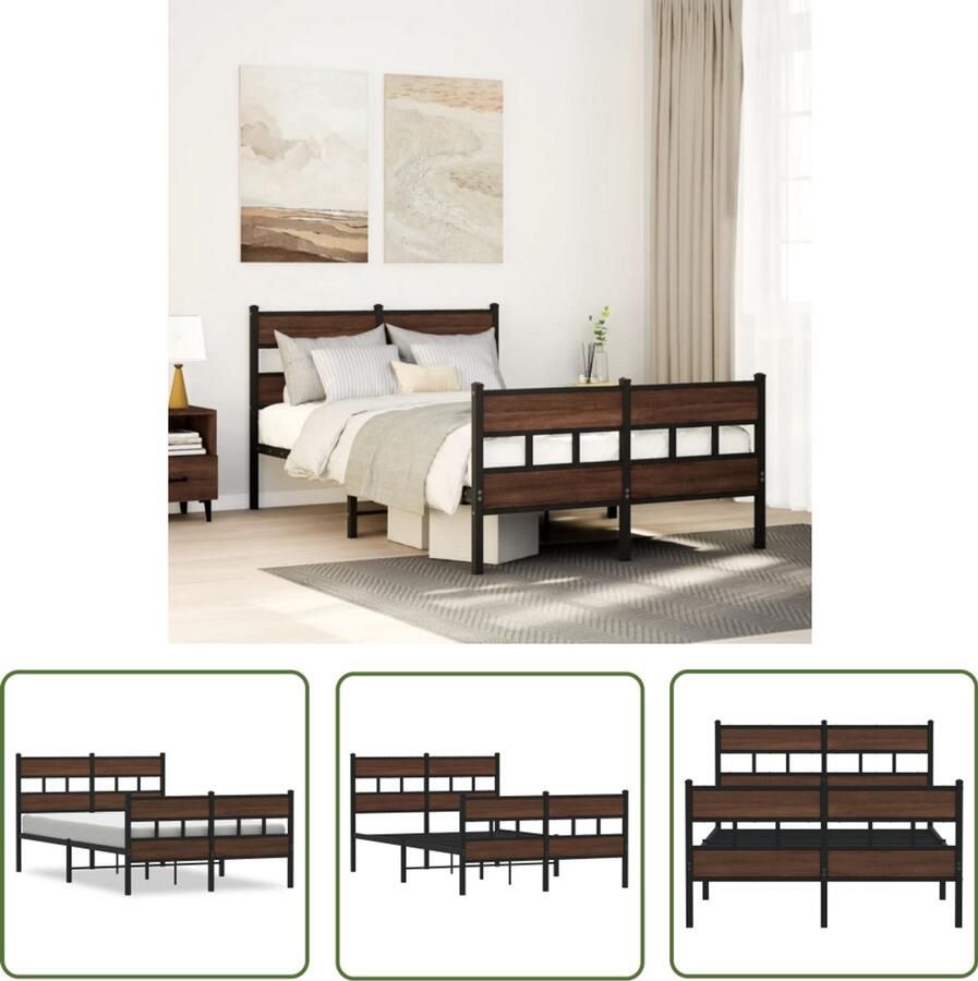 VidaXL Houten Bed Frame Bedframe met hoofdbord en voetbord zonder matras 120x200 cm Bed Met Hoofdbord Bed Met Voetbord Boxspring