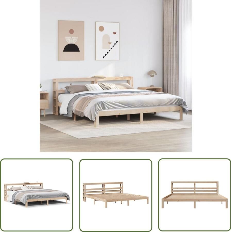 VidaXL Bedframe met hoofdbord massief grenenhout 180x200 cm Bed Frame Houten Bed Grenen Hout Kingsize Bed Boxspring Bed