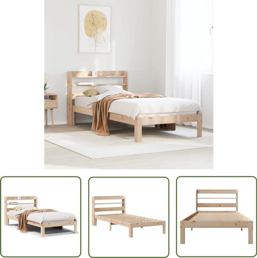 VidaXL Bedframe met hoofdbord massief grenenhout 90x200 cm Bed Frame Houten Bed Grenenhout Bed Tweepersoons Bed Boxspring Bed