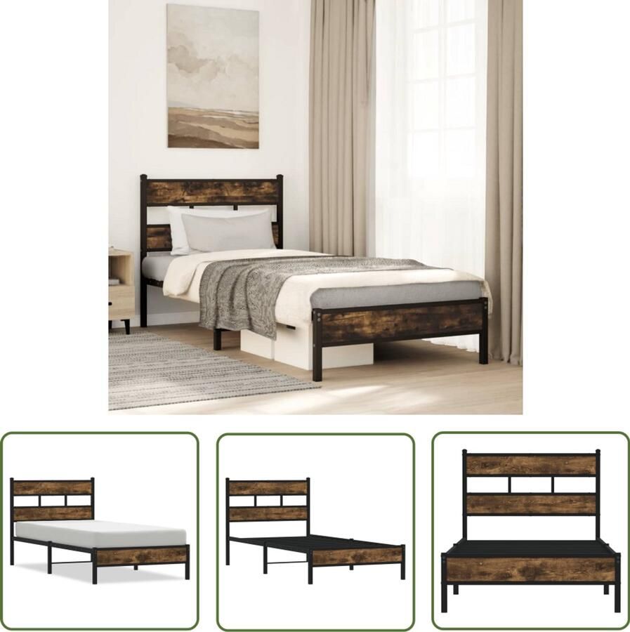 VidaXL Bedframe met hoofdbord zonder matras sonoma eiken 75x190 cm Bed Frame Houten Bed Met Hoofdbord Boxspring Bed Tweepersoonsbed