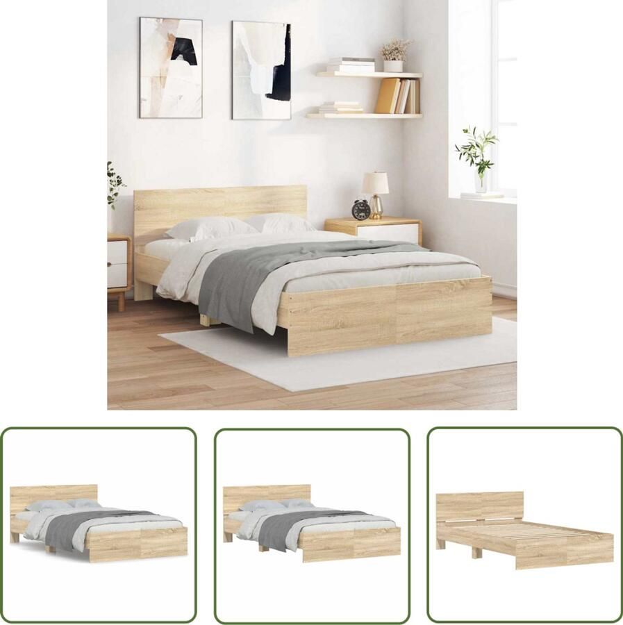 VidaXL Bedframe met hoofdeinde sonoma eikenkleurig 120x200 cm Bed Frame Houten Bed Sonoma Eiken Tweepersoonsbed Bed 120x200