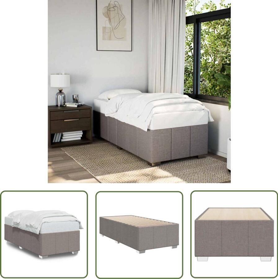 VidaXL Bedframe zonder matras 100x200 cm stof taupe Bed Frame Houten Bed Tweepersoonsbed Slaapcomfort Taupecleur