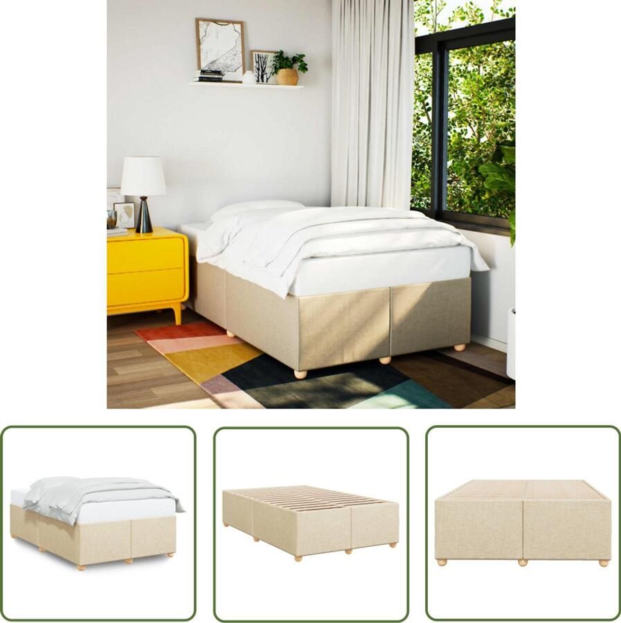 VidaXL Bedframe zonder matras 120x200 cm stof crèmekleurig Bed Frame Houten Bed Tweepersoonsbed Boxspring Slaapcomfort