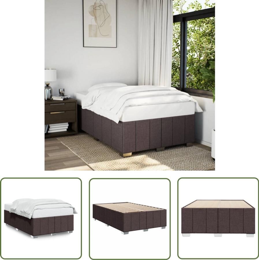 VidaXL Bedframe zonder matras 120x200 cm stof donkerbruin Bed Frame Houten Bed Tweepersoons Bed Boxspring Bed Slaapcomfort