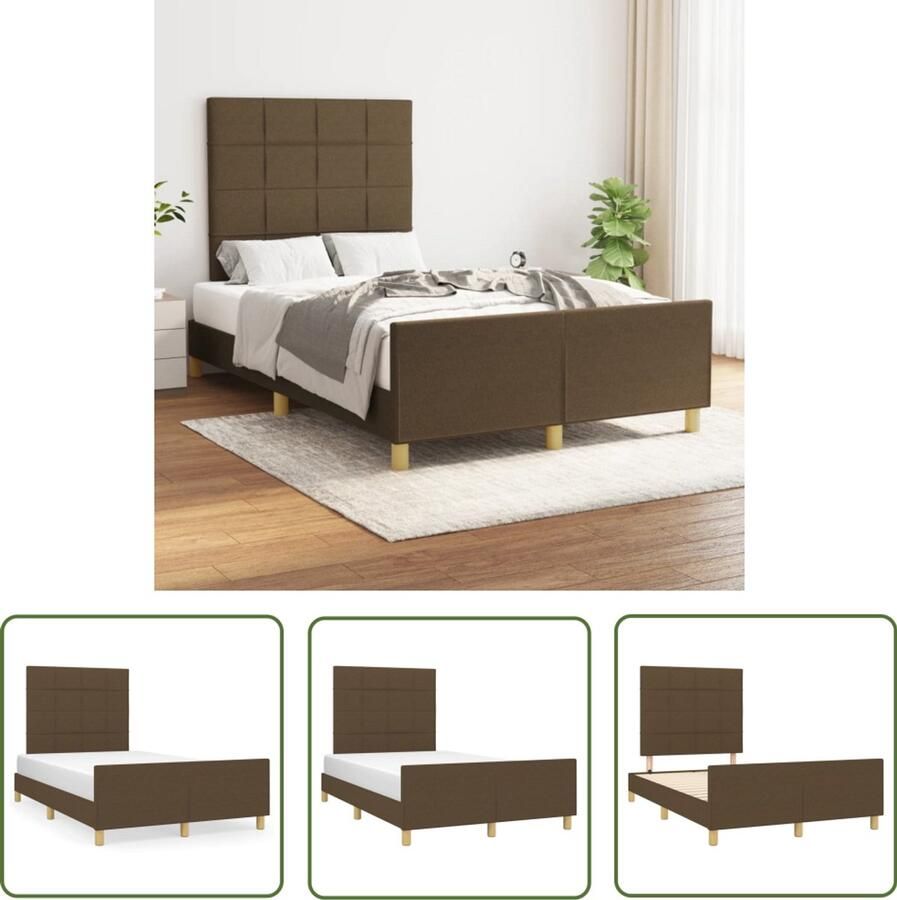 The Living Store Bedframe zonder matras 120x200 cm stof donkerbruin Bed Frame Houten Bed Tweepersoonsbed Boxspring Bed Met Hoofdeinde
