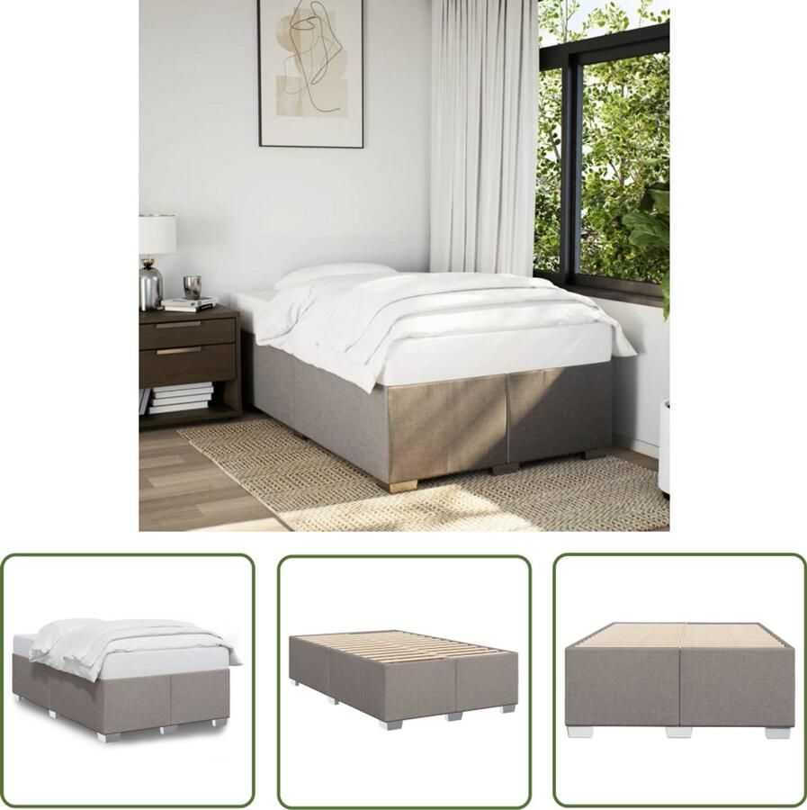 VidaXL Bedframe zonder matras 120x200 cm stof taupe Bed Frame Houten Bed Tweepersoonsbed Boxspring Slaapcomfort