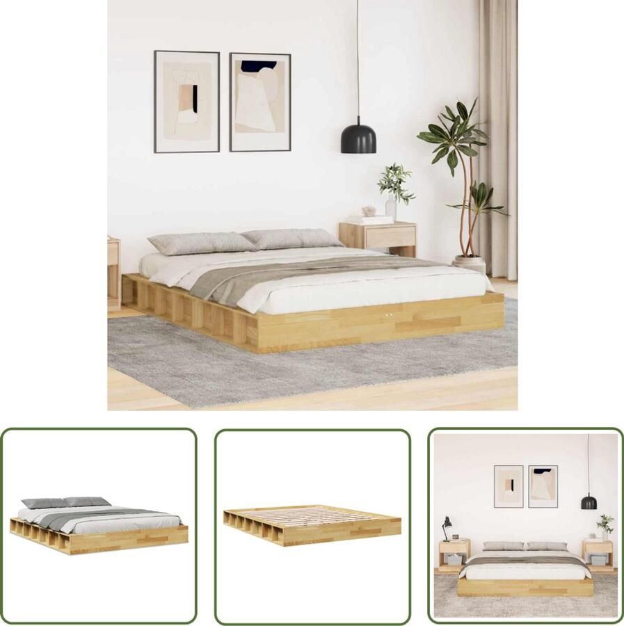 VidaXL Bedframe zonder matras 150x200 cm massief hout eiken Bed Frame Houten Bed Eiken Bed King Size Bed Boxspring Bed