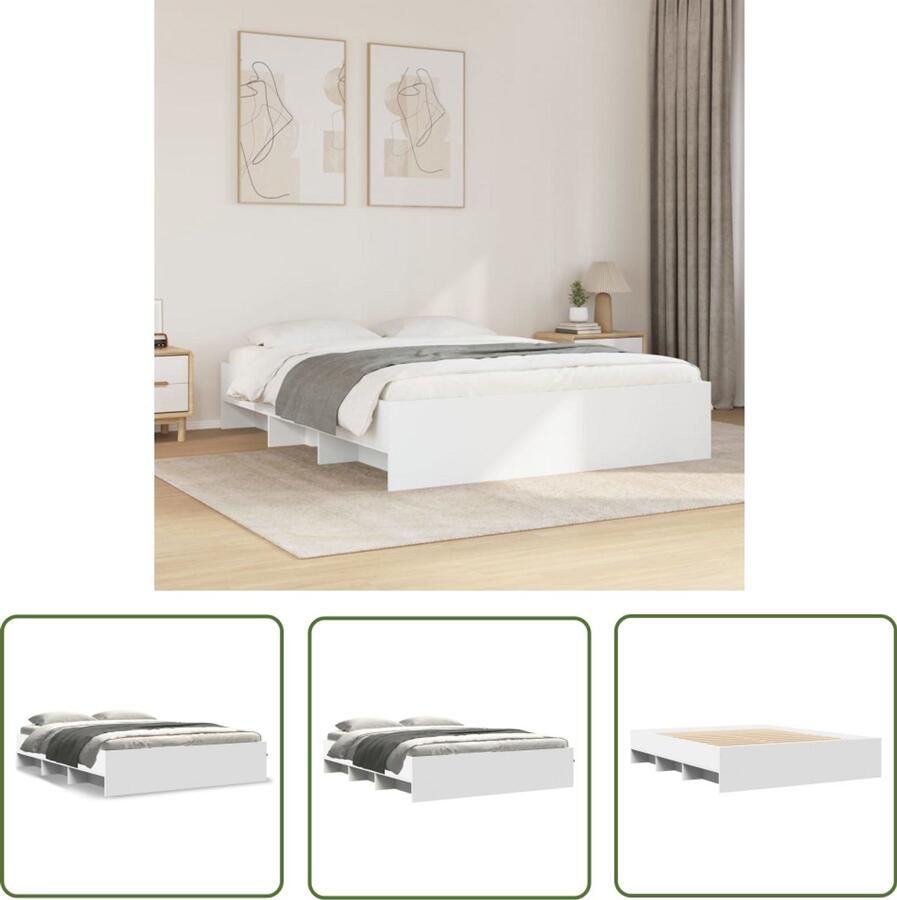 VidaXL Bedframe zonder matras 160x200 cm spaanplaat wit Bed Frame Houten Bed Tweepersoons Bed Bedkast Slaapkamersdecoratie