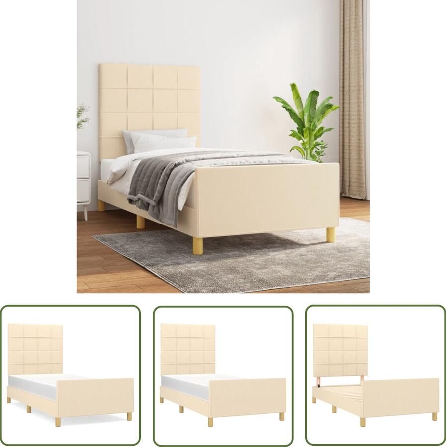 The Living Store Bedframe 193 x 93 x 118 128 cm Verstelbare Hoogte Duurzaam Materiaal Multiplex Lattenbodem Comfortabele Ondersteuning Bed Frame Houten Bed Tweepersoonsbed Slaapkamer Meubels Hoofdeinde