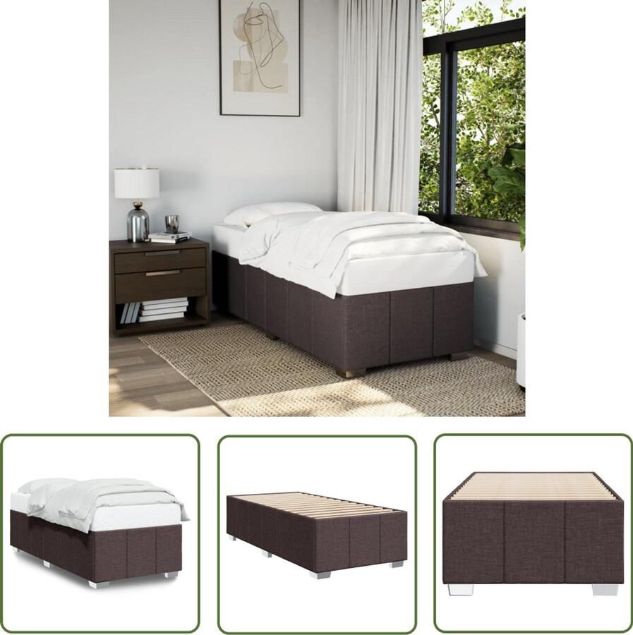 VidaXL Bedframe zonder matras 90x190 cm stof donkerbruin Bed Frame Houten Bed Tweepersoonsbed Boxspring Slaapcomfort