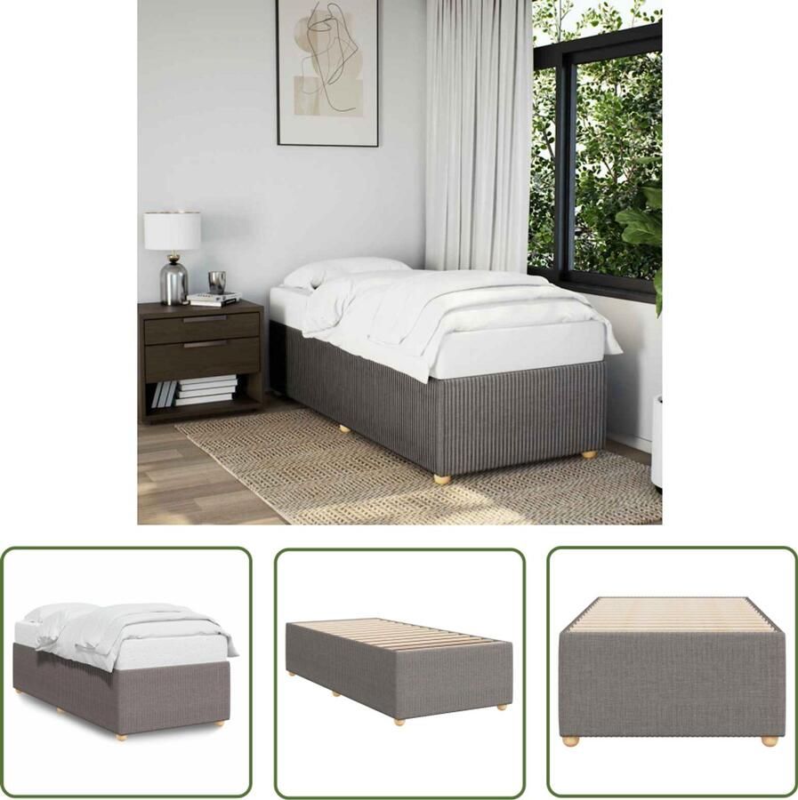 VidaXL Bedframe zonder matras 90x200 cm stof taupe Bed Frame Houten Bed Tweepersoonsbed Slaapkamers Slaapcomfort