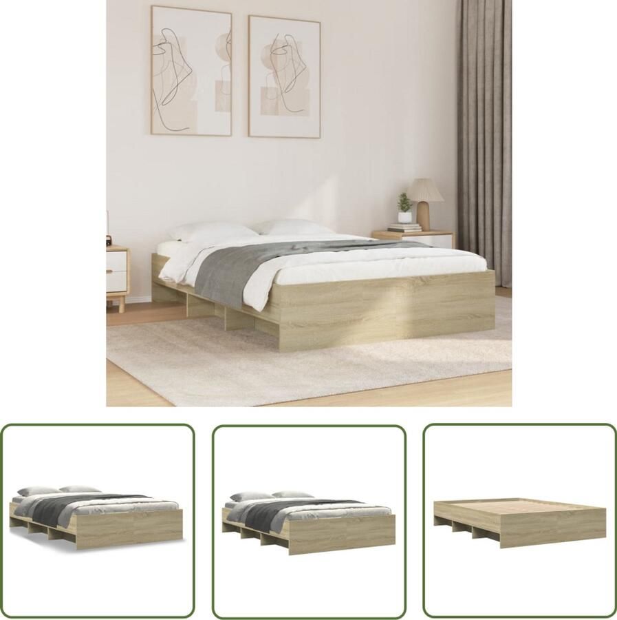 VidaXL Bedframe zonder matras hout sonoma eikenkleurig 120x190 cm Bed Frame Houten Bed Zonder Matras Sonomakleurige Bed Slaapkamers