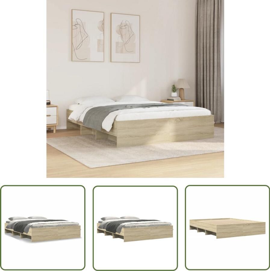 VidaXL Bedframe zonder matras hout sonoma eikenkleurig 160x200 cm Bed Frame Houten Bed Bedbank Slaapkamers Sonoma Eiken