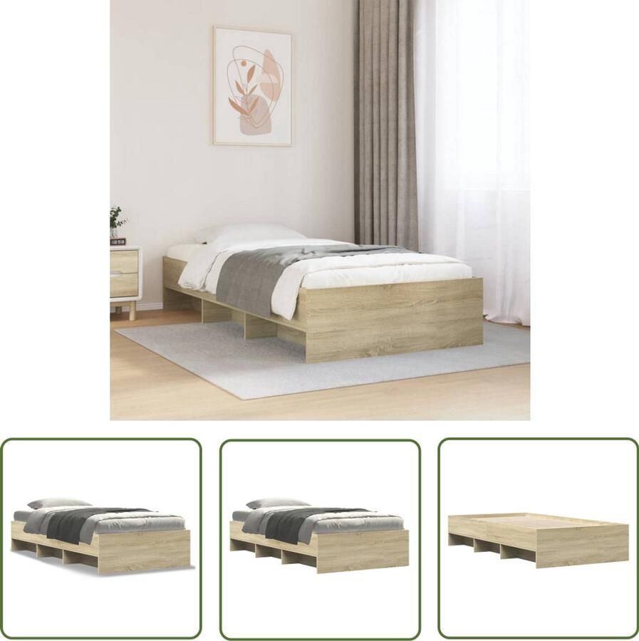 VidaXL Bedframe zonder matras hout sonoma eikenkleurig 90x200 cm Bed Frame Houten Bed Zonder Matras Sonomakleurige Bed Slaapkamers