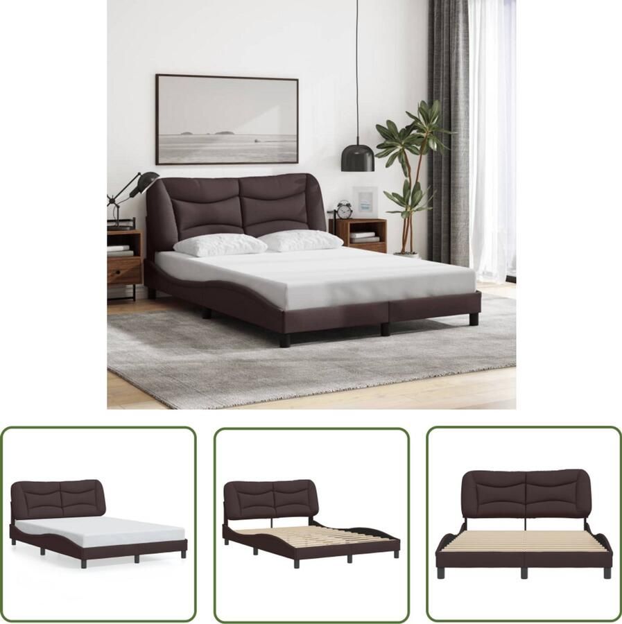 VidaXL Bedframe zonder matras Hvar 120x200 cm stof donkerbruin Bed Frame Houten Bed Bruine Bed Tweepersoonsbed Boxspring Bed