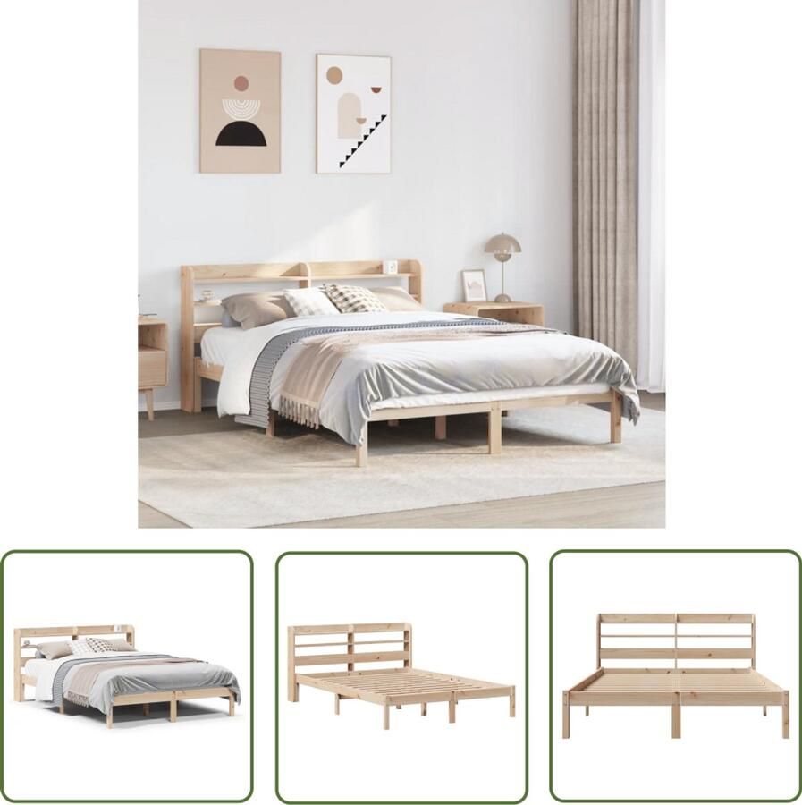 VidaXL Bedframe zonder matras massief grenenhout 140x190 cm Bed Frame Houten Bed Grenen Hout Tweepersoonsbed Boxspring Bed