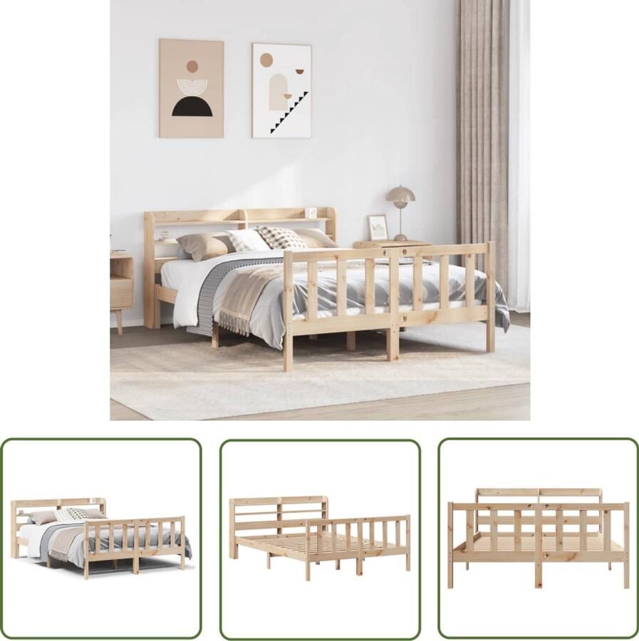 VidaXL Bedframe zonder matras massief grenenhout 150x200 cm Bed Frame Houten Bed Grenenhout Bed Tweepersoons Bed Boxspring Bed
